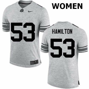 NCAA Ohio State Buckeyes Women's #53 Davon Hamilton Gray Nike Football College Jersey BZN1445IE